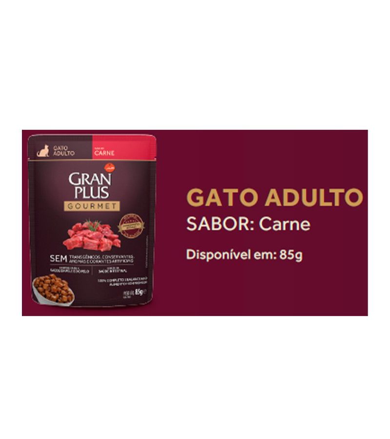 Gran Plus 85g Sachê Gatos Adultos Carne - Image 2