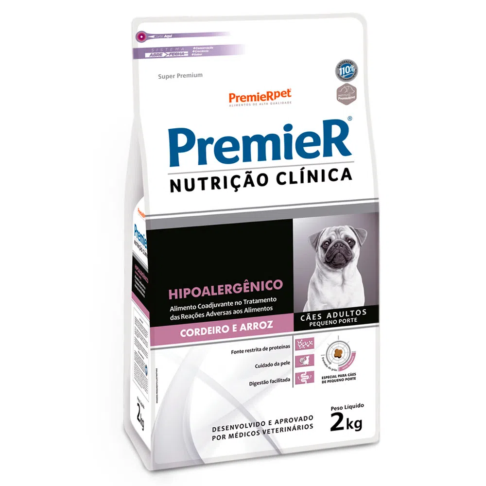 Premier Nutrição Clínica Cães Hipoalergênico Cordeiro Peq Porte 2kg