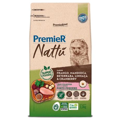 Premier Nattu Cães Filhotes Raças Peq Mandioca 1kg
