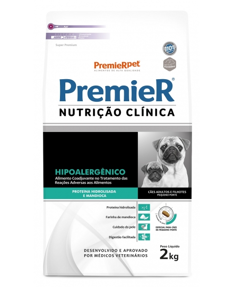 Premier Nutr Clin Cães Hipoalergênico Proteção Hidro Peq Porte 2kg