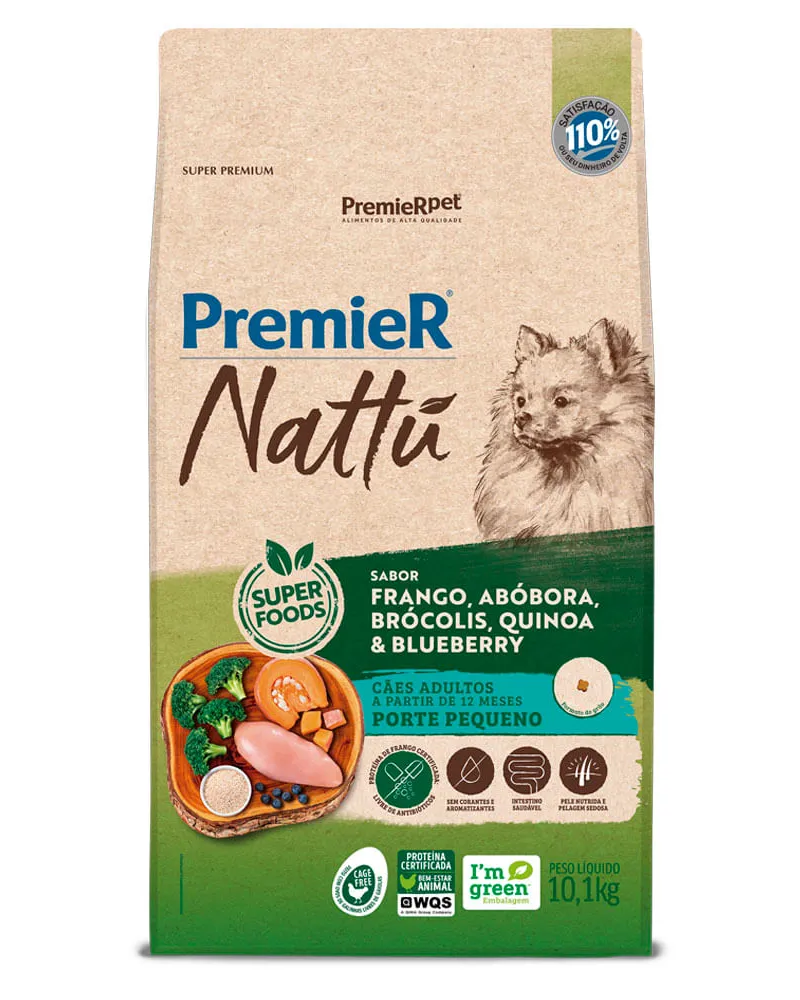 Premier Nattu Cães Adultos Raças Peq Abóbora 10,1kg