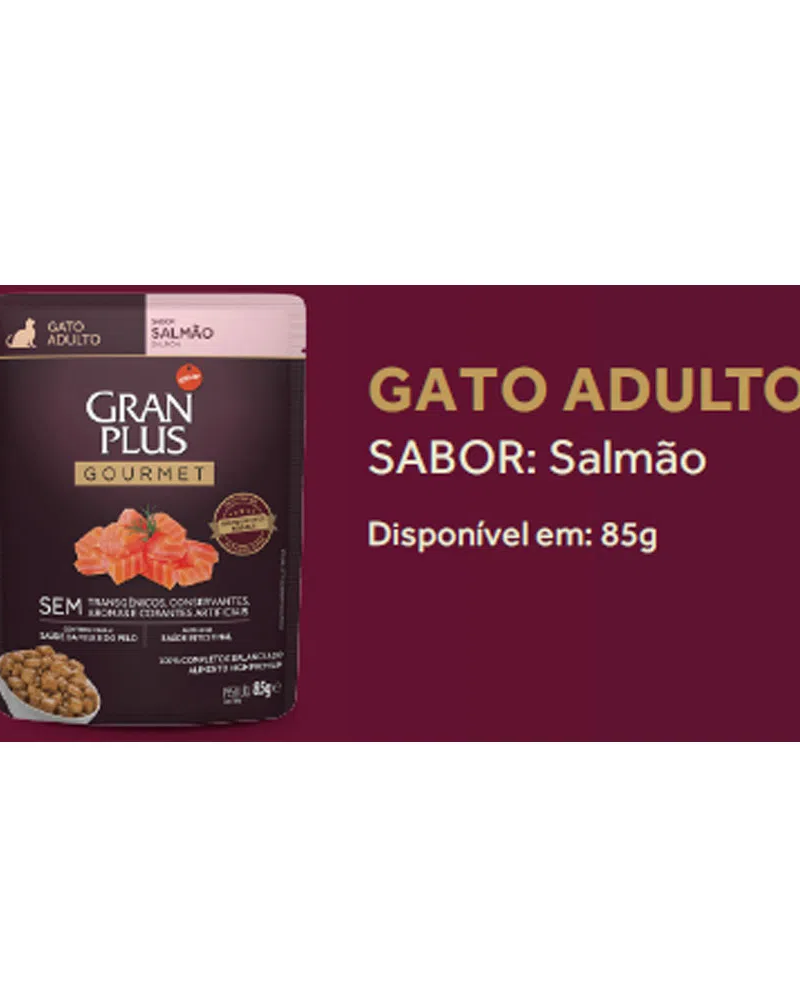 Gran Plus 85g Sachê Gatos Adultos Salmão - Image 2