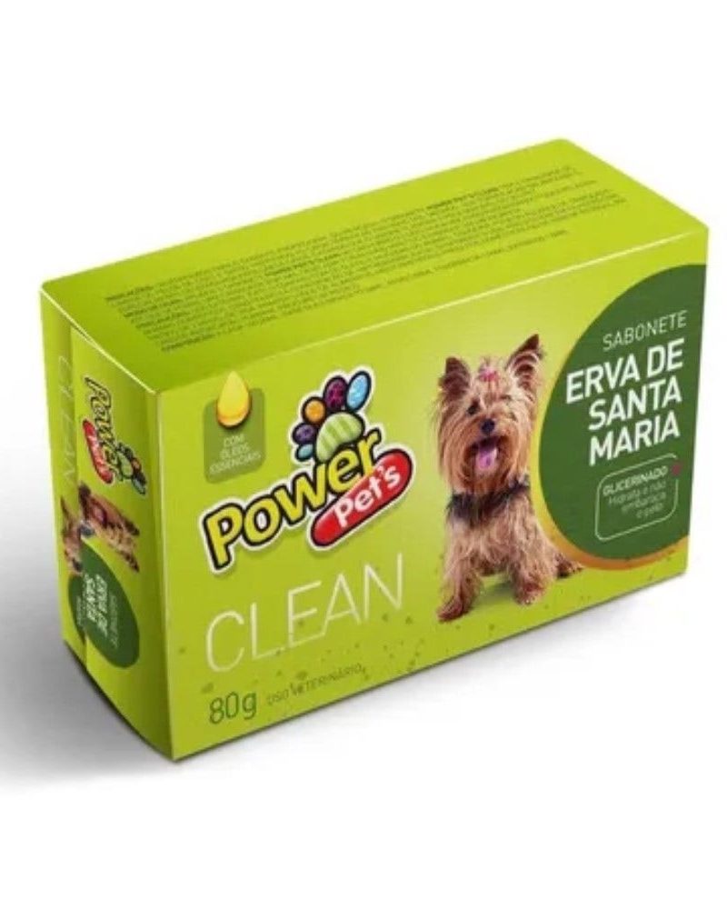 Sabonete Power Pets Clean Erva De Santa Maria 80g
